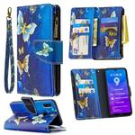 For Huawei Y7 (2019) Colored Drawing Pattern Zipper Horizontal Flip Leather Case with Holder & Card Slots & Wallet(Gold Butterfly)
