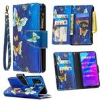 For Huawei Honor 9A Colored Drawing Pattern Zipper Horizontal Flip Leather Case with Holder & Card Slots & Wallet(Gold Butterfly)