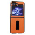 For Samsung Galaxy Z Flip5 Litchi Texture PU Phone Case with Holder(Orange)