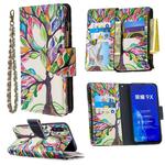 For Huawei Honor 9X Colored Drawing Pattern Zipper Horizontal Flip Leather Case with Holder & Card Slots & Wallet(Tree)