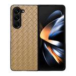 For Samsung Galaxy Z Fold5 5G Woven Texture Folding Phone Case(Gold)