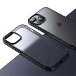 For iPhone 15 Plus Ice-Crystal Matte TPU Hard PC Phone Case(Black)