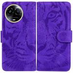 For Realme 11 5G Global Tiger Embossing Pattern Flip Leather Phone Case(Purple)