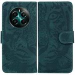 For Realme 12+ Tiger Embossing Pattern Flip Leather Phone Case(Green)