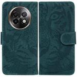 For Realme 13+ Global Tiger Embossing Pattern Flip Leather Phone Case(Green)