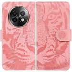 For Realme 13+ Global Tiger Embossing Pattern Flip Leather Phone Case(Pink)