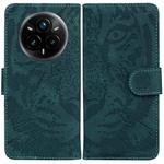 For Realme 14 Pro+ Tiger Embossing Pattern Flip Leather Phone Case(Green)