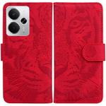 For Realme 14 Tiger Embossing Pattern Flip Leather Phone Case(Red)