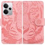 For Realme 14 Tiger Embossing Pattern Flip Leather Phone Case(Pink)
