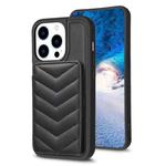 For iPhone 14 Pro Max BF26 Wave Pattern Card Bag Holder Phone Case(Black)