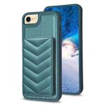 For iPhone SE 2022 / 2020 / 8 / 7 BF26 Wave Pattern Card Bag Holder Phone Case(Green)