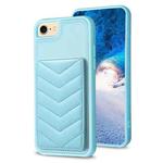For iPhone SE 2022 / 2020 / 8 / 7 BF26 Wave Pattern Card Bag Holder Phone Case(Blue)