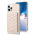 For iPhone 12 Pro Max BF26 Wave Pattern Card Bag Holder Phone Case(Beige)