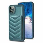 For iPhone 11 Pro BF26 Wave Pattern Card Bag Holder Phone Case(Green)