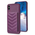 For iPhone XS Max BF26 Wave Pattern Card Bag Holder Phone Case(Dark Purple)