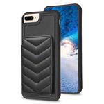 For iPhone 8 Plus / 7 Plus BF26 Wave Pattern Card Bag Holder Phone Case(Black)