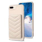 For iPhone 8 Plus / 7 Plus BF26 Wave Pattern Card Bag Holder Phone Case(Beige)