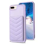 For iPhone 8 Plus / 7 Plus BF26 Wave Pattern Card Bag Holder Phone Case(Purple)