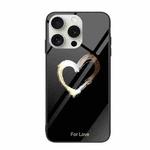 For iPhone 16 Pro Max Colorful Painted Glass Phone Case(Black Love)