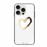 For iPhone 16 Pro Max Colorful Painted Glass Phone Case(Golden Love)