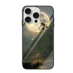 For iPhone 16 Pro Max Colorful Painted Glass Phone Case(Moon)