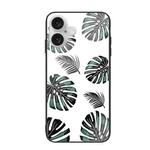 For iPhone 16 Plus Colorful Painted Glass Phone Case(Banana Leaf)