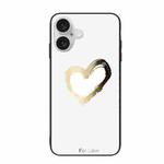 For iPhone 16 Colorful Painted Glass Phone Case(Golden Love)