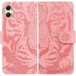 For Samsung Galaxy A05 Tiger Embossing Pattern Flip Leather Phone Case(Pink)
