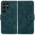For Samsung Galaxy S24 Ultra 5G Tiger Embossing Pattern Flip Leather Phone Case(Green)