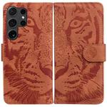 For Samsung Galaxy S24 Ultra 5G Tiger Embossing Pattern Flip Leather Phone Case(Brown)