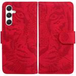 For Samsung Galaxy S24+ 5G Tiger Embossing Pattern Flip Leather Phone Case(Red)