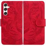 For Samsung Galaxy S24 5G Tiger Embossing Pattern Flip Leather Phone Case(Red)