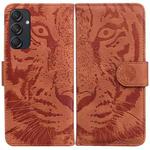 For Samsung Galaxy M55 Tiger Embossing Pattern Flip Leather Phone Case(Brown)