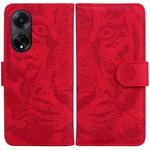 For OPPO A98 5G / F23 5G India Tiger Embossing Pattern Flip Leather Phone Case(Red)