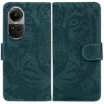 For OPPO Reno10 5G Global/Reno10 Pro Global Tiger Embossing Pattern Flip Leather Phone Case(Green)