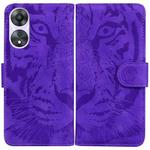 For OPPO A58 4G Tiger Embossing Pattern Flip Leather Phone Case(Purple)