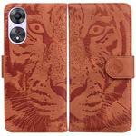 For OPPO A58 4G Tiger Embossing Pattern Flip Leather Phone Case(Brown)