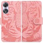 For OPPO A58 4G Tiger Embossing Pattern Flip Leather Phone Case(Pink)