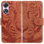 For OPPO A78 4G Tiger Embossing Pattern Flip Leather Phone Case(Brown)