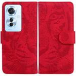 For OPPO Reno11 F Global Tiger Embossing Pattern Flip Leather Phone Case(Red)