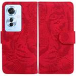 For OPPO F25 Pro 5G Global Tiger Embossing Pattern Flip Leather Phone Case(Red)