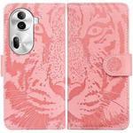 For OPPO Reno11 Pro 5G Global Tiger Embossing Pattern Flip Leather Phone Case(Pink)