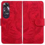 For OPPO A60 4G Tiger Embossing Pattern Flip Leather Phone Case(Red)