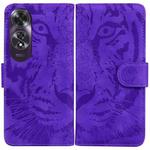 For OPPO A60 4G Tiger Embossing Pattern Flip Leather Phone Case(Purple)