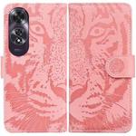 For OPPO A60 4G Tiger Embossing Pattern Flip Leather Phone Case(Pink)