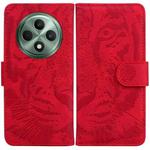 For OPPO Reno12 F 5G Tiger Embossing Pattern Flip Leather Phone Case(Red)