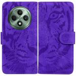 For OPPO Reno12 F 5G Tiger Embossing Pattern Flip Leather Phone Case(Purple)