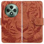 For OPPO Reno12 F 5G Tiger Embossing Pattern Flip Leather Phone Case(Brown)