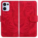 For OPPO Reno13 Global Tiger Embossing Pattern Flip Leather Phone Case(Red)