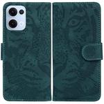 For OPPO Reno13 Global Tiger Embossing Pattern Flip Leather Phone Case(Green)
